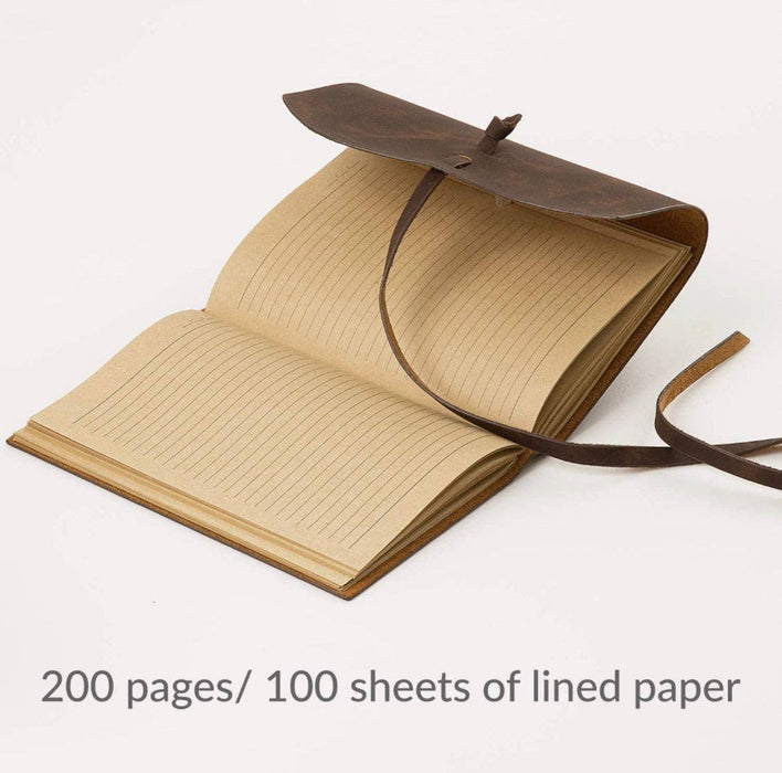 Leather Journal with Lined Pages, open