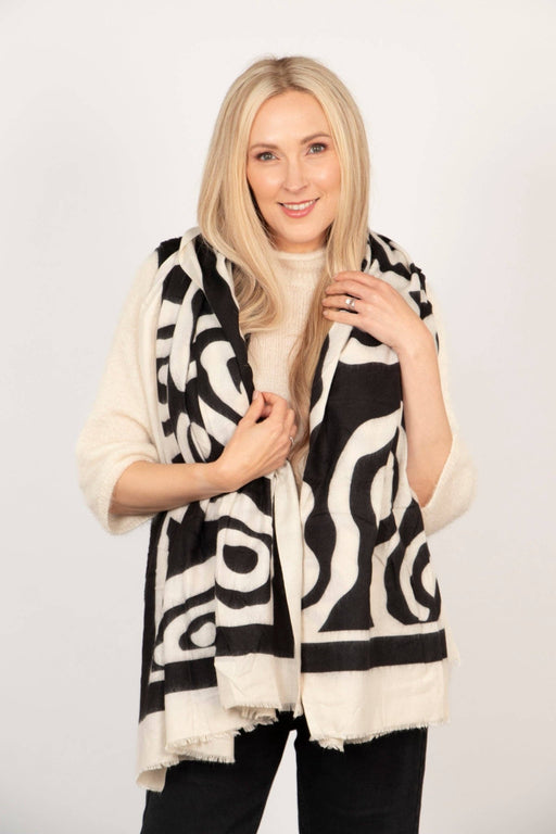 Aston Lightweight Scarf - Cream, Abstract