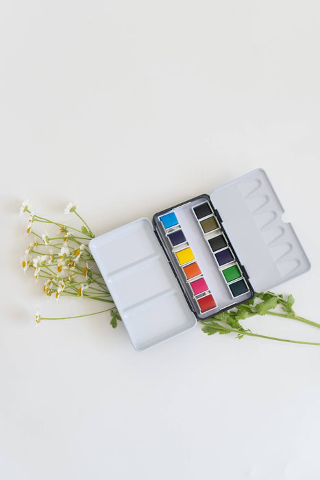 12 Color Mini - Travel Watercolor Paint Palette - Art Department LLC