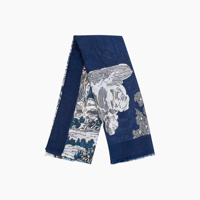 Emery Lightweight Scarf - Blue, Floral Print - Art Department LLC
