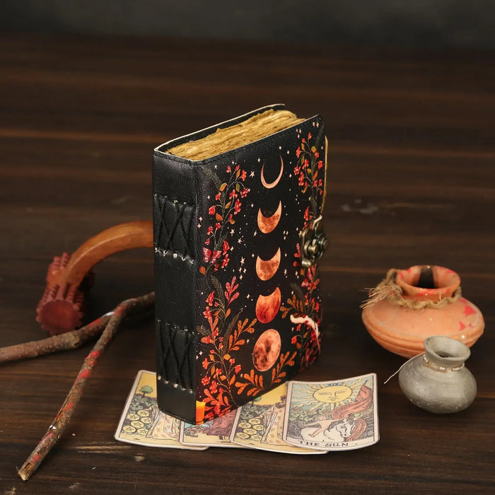 Leather Journal with Moon Print Cover
