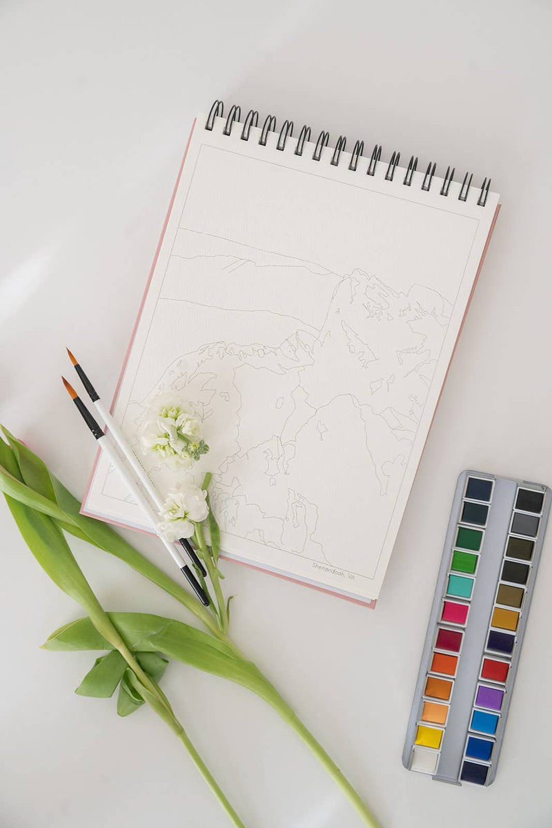 National Parks Watercoloring Book - Outlines w/Video Tutorials - Art Department LLC
