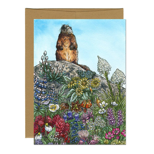Marmot’s Garden Greeting Card - Art Department LLC
