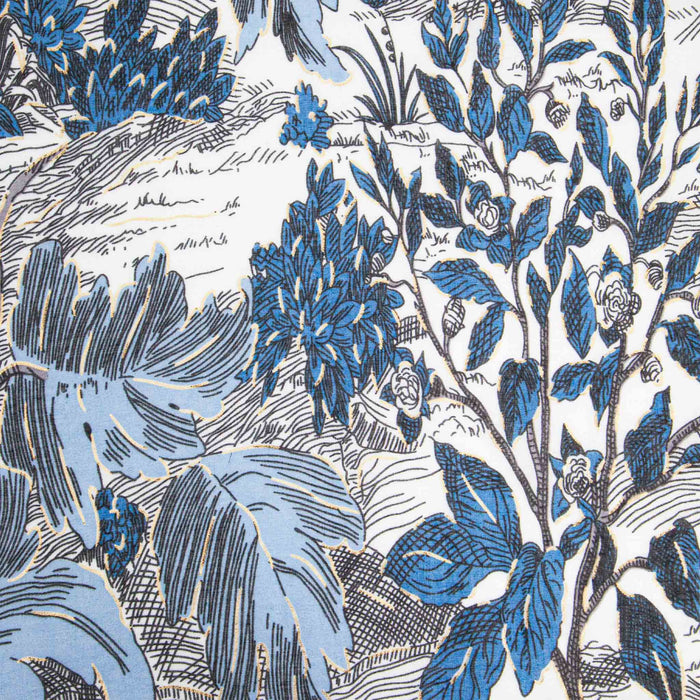 Emery Lightweight Scarf - Blue, Floral Print - Art Department LLC