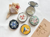 Floral Embroidered Round Jewelry Box With Mirror - Art Department LLC