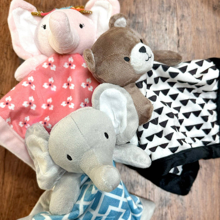 Elephant Plush Security Blanket - Grey - Art Department LLC