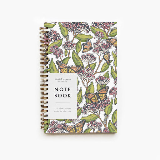 Monarch + Milkweed Spiral Bound Notebook