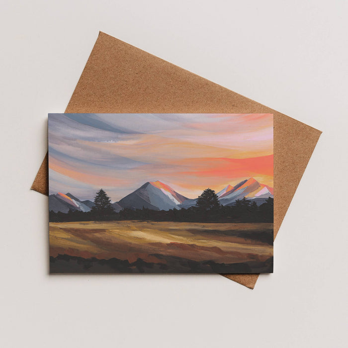 Three Sisters Sunset Greeting Card - Art Department LLC