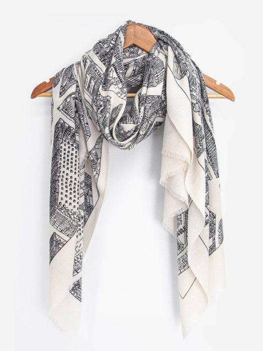 Shelby Lightweight Scarf - Black & White Architecture Design - Art Department LLC