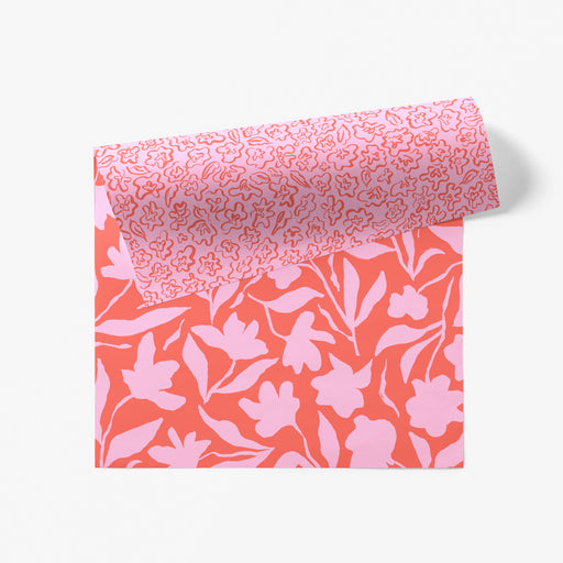 Fleur Gift Wrap - Coral, sheet