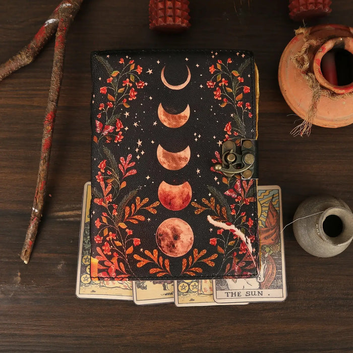 Leather Journal with Moon Print Cover