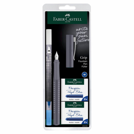 Grip 2010 Gray Fountain Pen with Ink Cartridges and Eraser - Art Department LLC