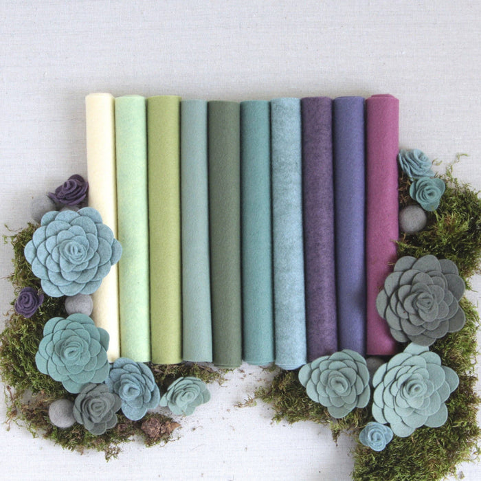 Wool Blend Felt Sheets, Succulents Colorway - Art Department LLC