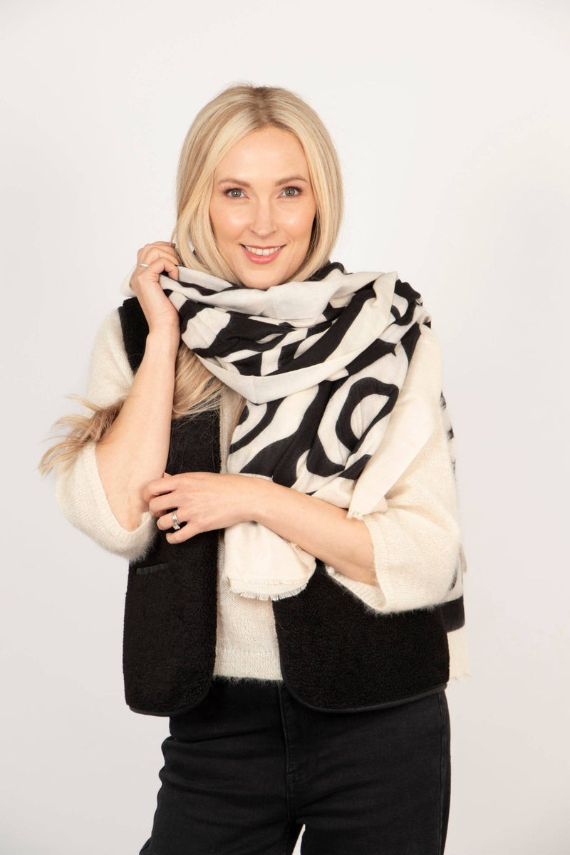 Aston Lightweight Scarf - Cream, Abstract - Art Department LLC
