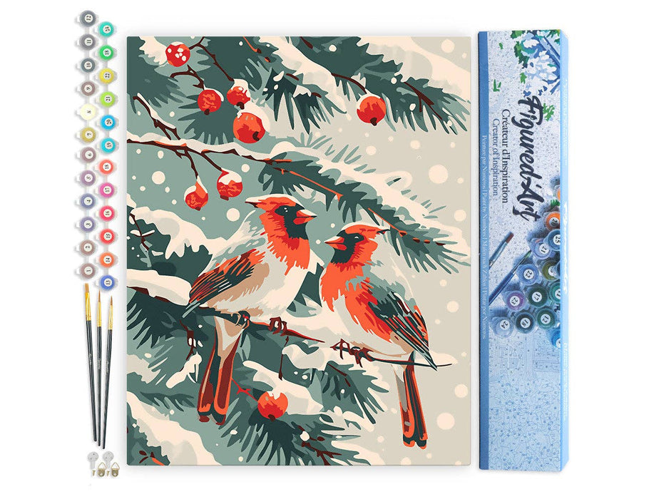 Paint by Numbers rolled - Winter Cardinals - Art Department LLC