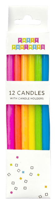 Neon Rainbow Gradient 12 Candle Set - Art Department LLC