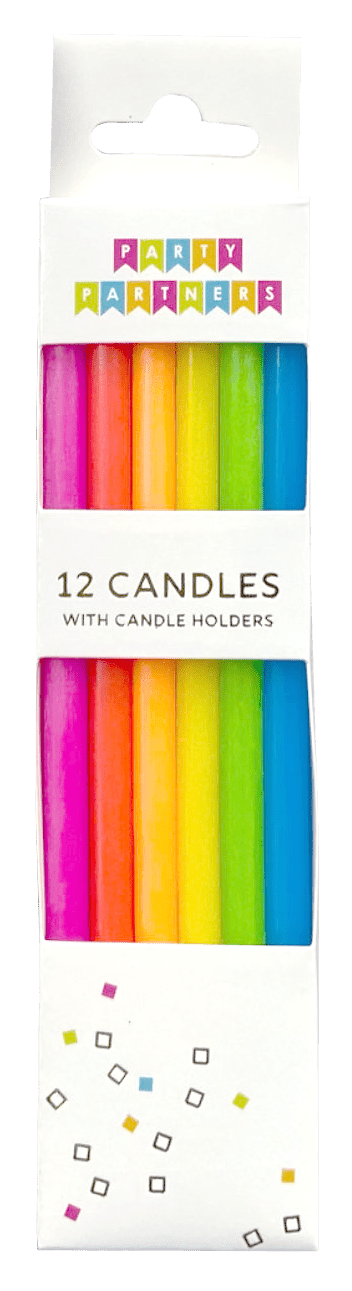 Neon Rainbow Gradient 12 Candle Set - Art Department LLC