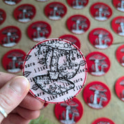Iron-on patch | fly agaric mushroom - 2.5" round red - Art Department LLC