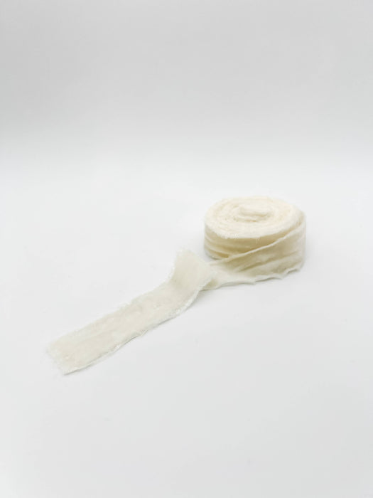1.25" Raw Edge Velvet Ribbon, cream.