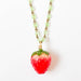Strawberry Charm Necklace with Green Beads - Art Department LLC