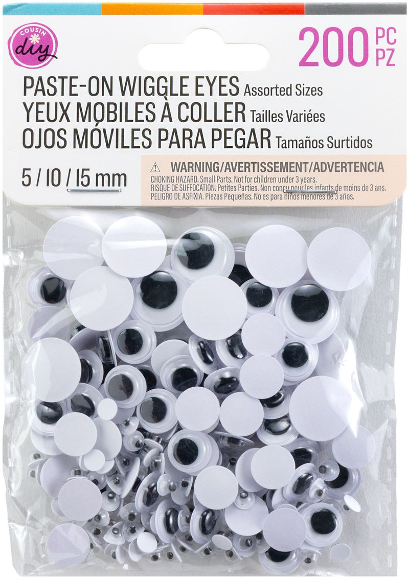 CousinDIY Paste - On Wiggle Eyes 5mm To 15mm 200/Pkg - Art Department LLC