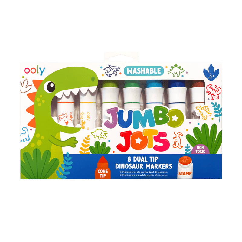 Jumbo Jots Dual Tip Dinosaur Stamp Markers - Set of 8 - Art Department LLC