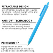Retractable Colorflow Acrylic Gel Pen Set of 12 - Art Department LLC