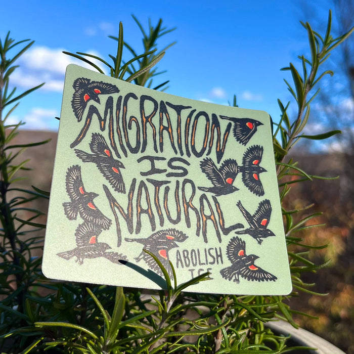 Migration Is Natural - Abolish Ice sticker | matte vinyl