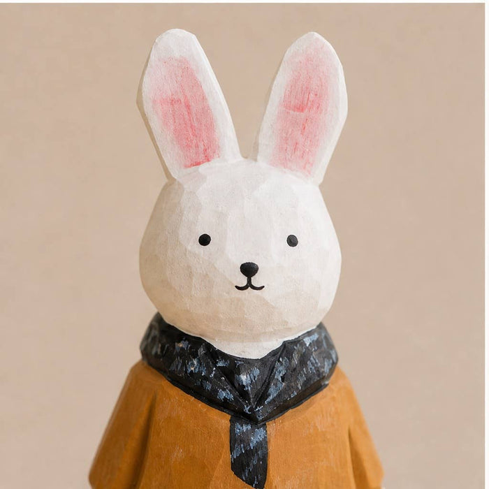Artisanal Hand-Carved Bunny Wood Figurine