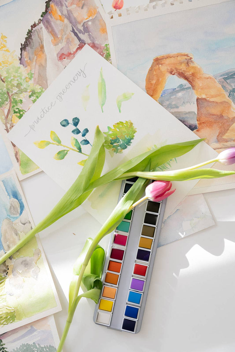 National Parks Watercoloring Book - Outlines w/Video Tutorials - Art Department LLC