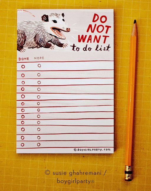 Opossum To Do List Notepad