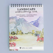 Landscape Watercoloring Book - Outlines with Video Tutorials - Art Department LLC
