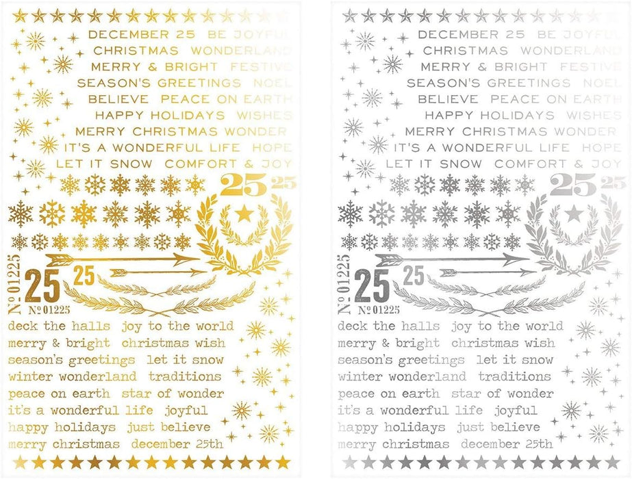 Idea-ology Remnant Rubs, Rub On Letters and Designs, Gilded Chritmas