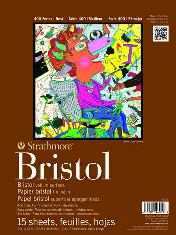 Strathmore 400 Series Bristol, 2-Ply Vellum, 9"x12", 100lbs 15 Sheets (Copy)