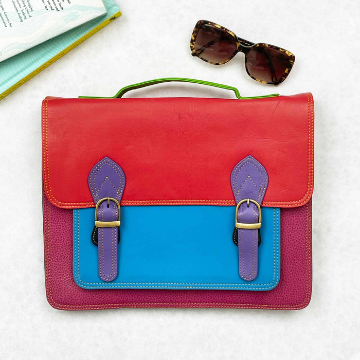 Multicoloured Recycled Leather Satchel Bag