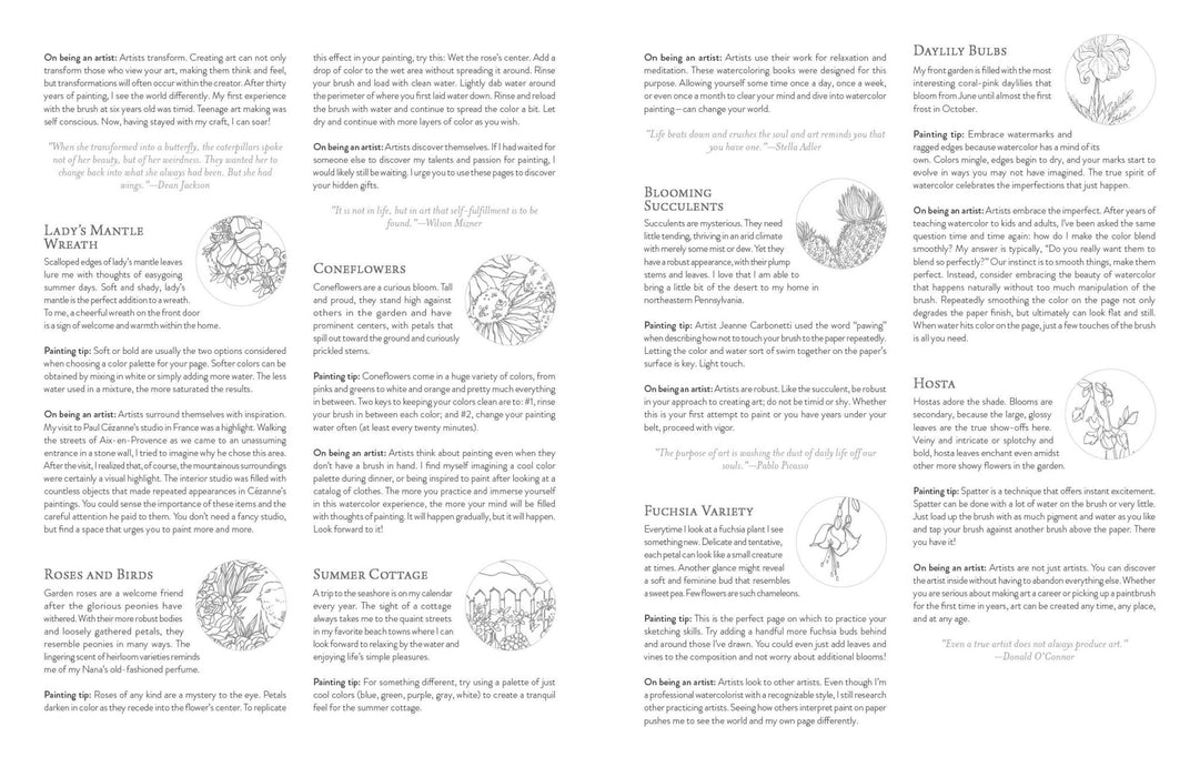 Kristy's Summer Cutting Garden: A Watercoloring Book - Art Department LLC