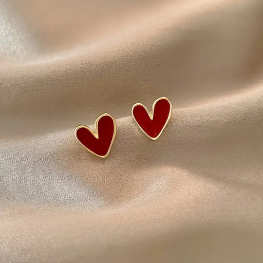 Red Heart Stud Earrings