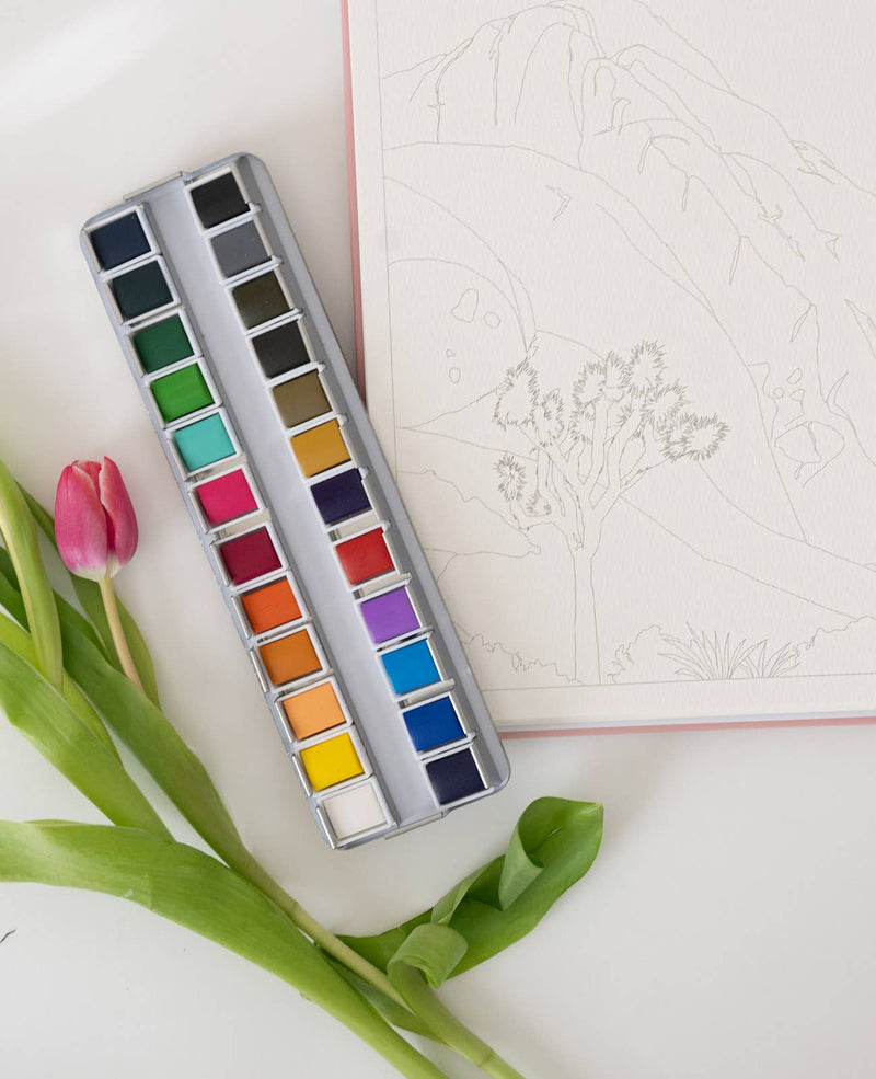 24 Color Watercolor Paint Palette - Art Department LLC