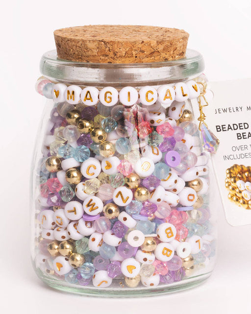 MAGICAL Metallic Gold Letters & Crystals Bead Jar - Art Department LLC