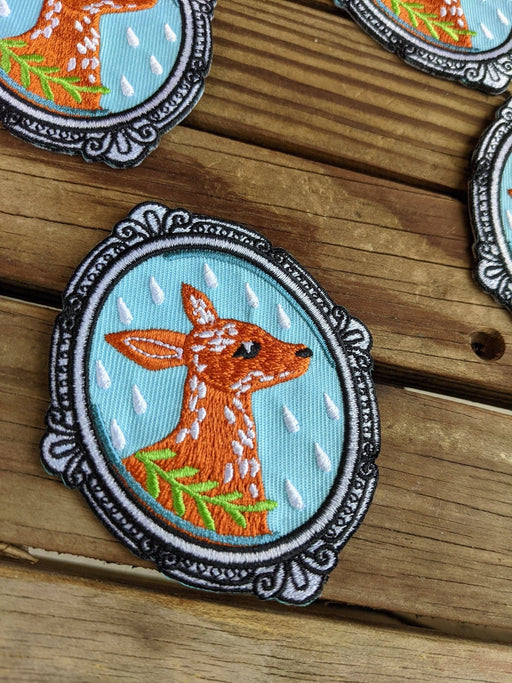 Iron-on patch | Deerest - oval deer 3.5" x 2.75" - Art Department LLC