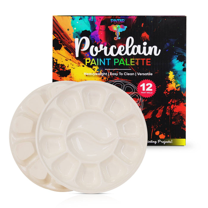 12 Well Round Ceramic Paint Palette - Art Department LLC
