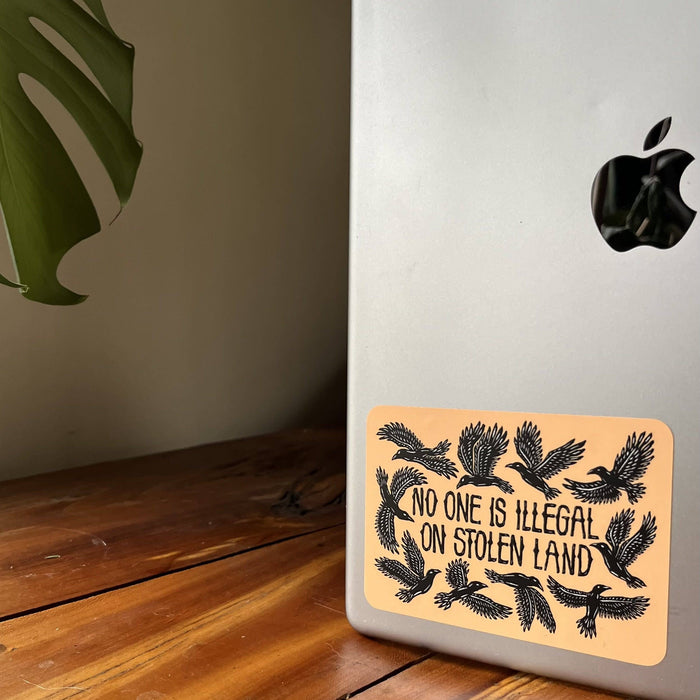 No One Is Illegal On Stolen Land Sticker | matte vinyl