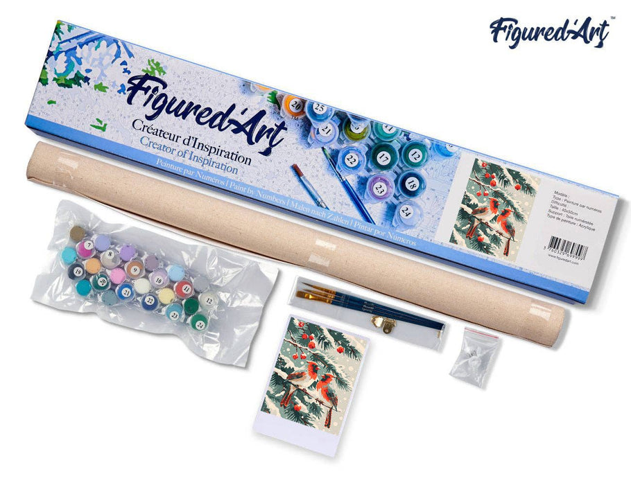 Paint by Numbers rolled - Winter Cardinals - Art Department LLC