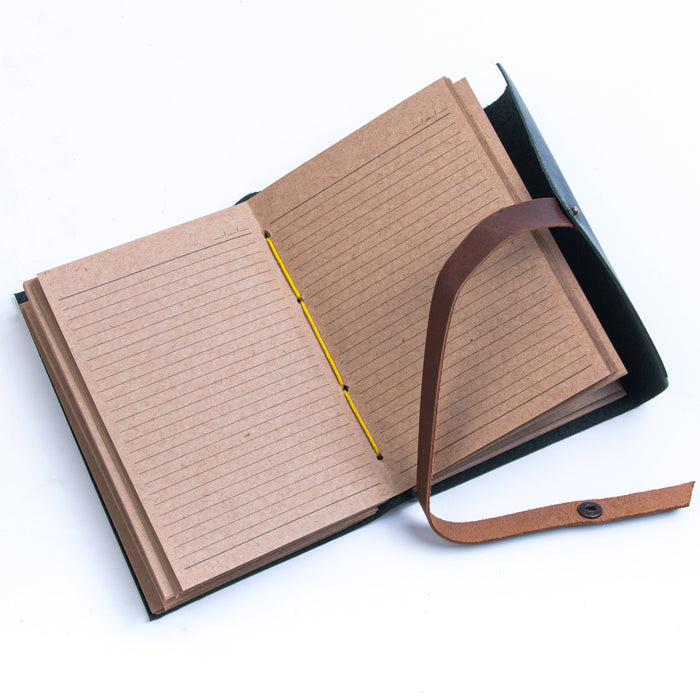 Leather Snap Journal with Lined Pages, open