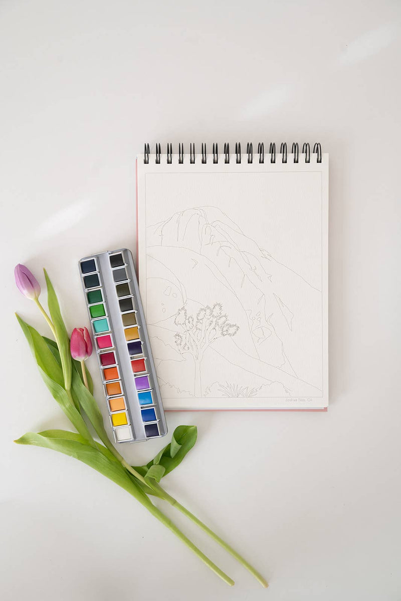 National Parks Watercoloring Book - Outlines w/Video Tutorials - Art Department LLC