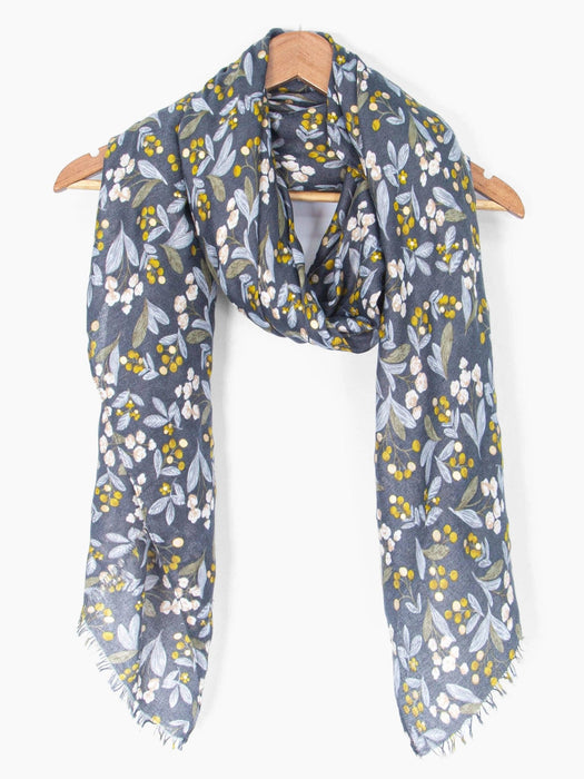 Marie Lightweight Scarf - Grey, Floral Foil - Art Department LLC
