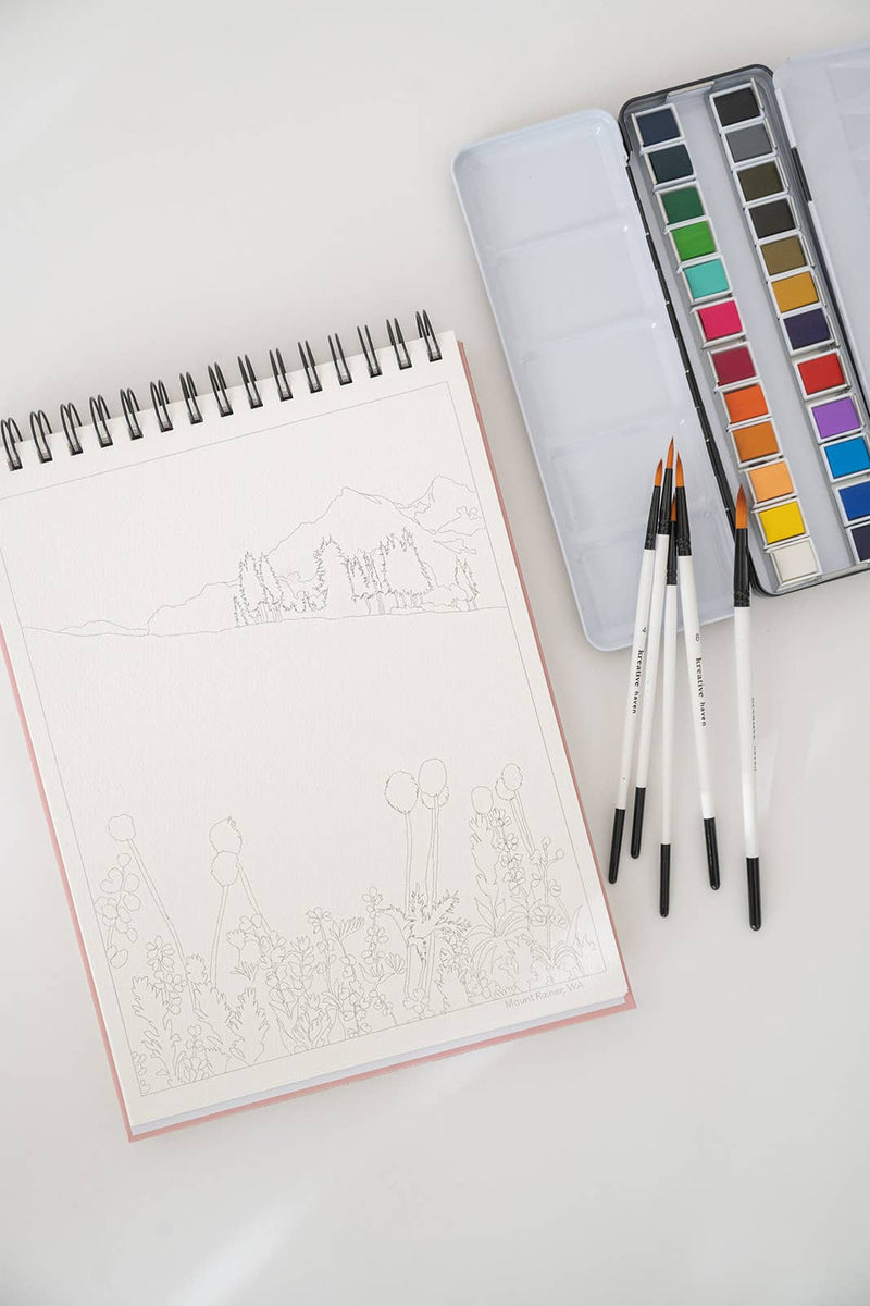 National Parks Watercoloring Book - Outlines w/Video Tutorials - Art Department LLC
