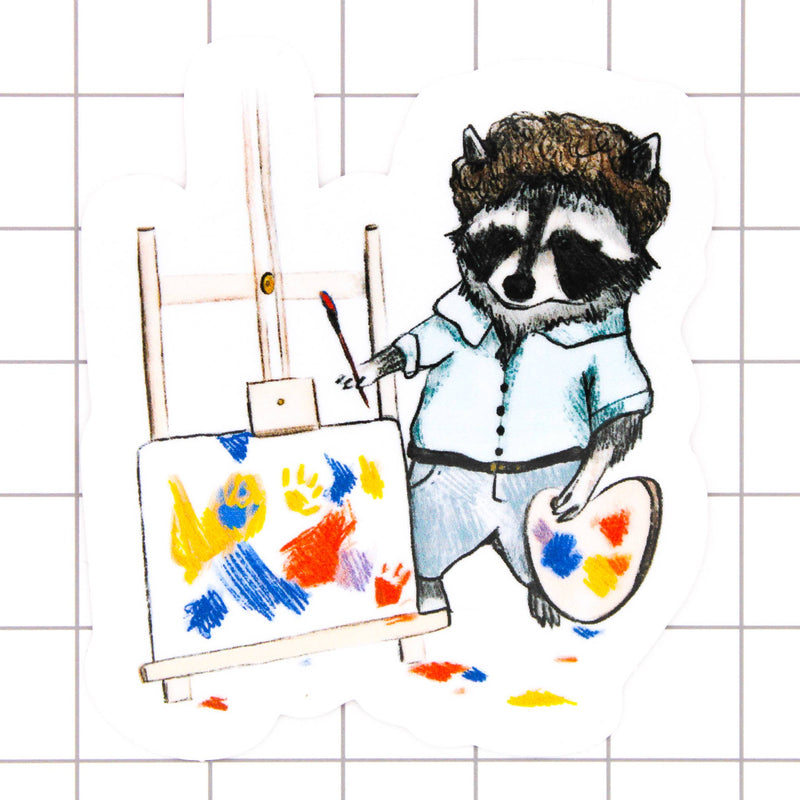 Happy Little Trash Artist Raccoon Sticker - Art Department LLC