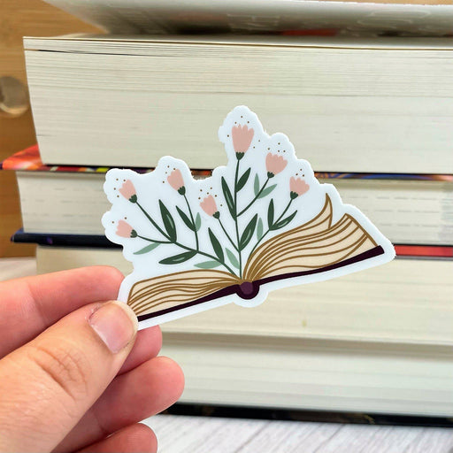 Floral Open Book Sticker