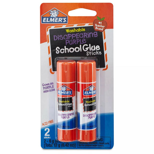 Elmer's Glue Stick 2 Pack Disappear Purple - Art Department LLC